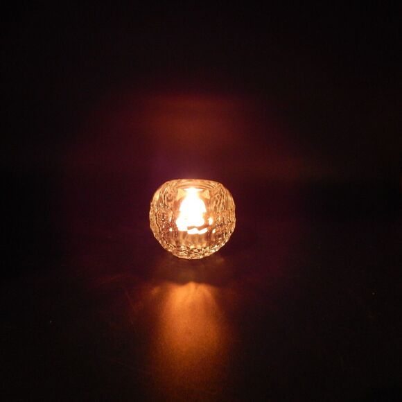 Orrefors Crystal Sphere Thumbprint Tealight Candle Holder Germany - Picture 2 of 9